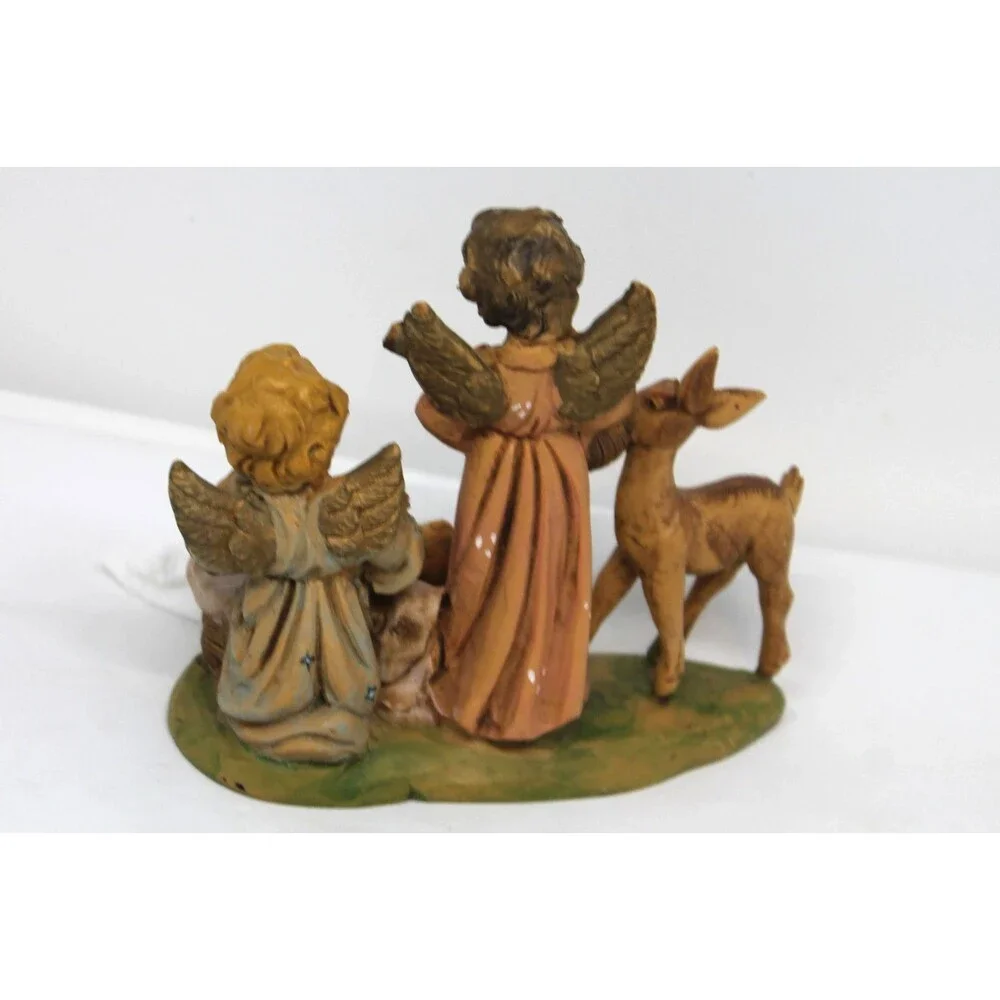 VINTAGE FONTANINI CHERUB ANGEL MUSICIANS, BABY JESUS & DONKEY ITALY
